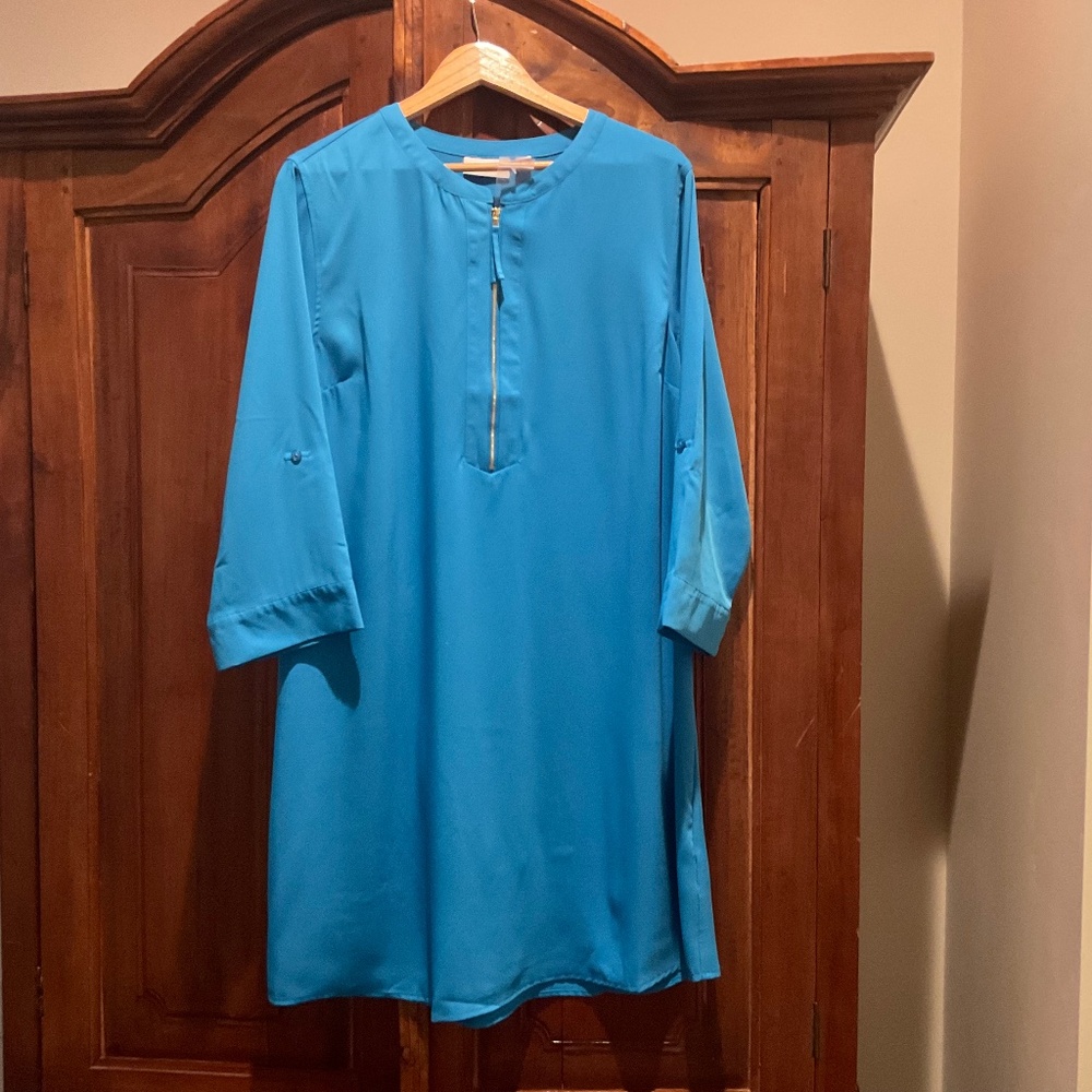 Belle by Kim Gravel Signature Zip Up Utility Dress, Color  Ocean Reef,  Size L